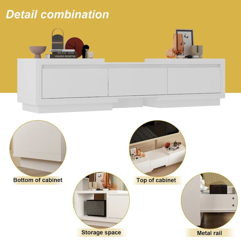Meuble TV extensible rétractable pour centre de divertissement en tissu stretch