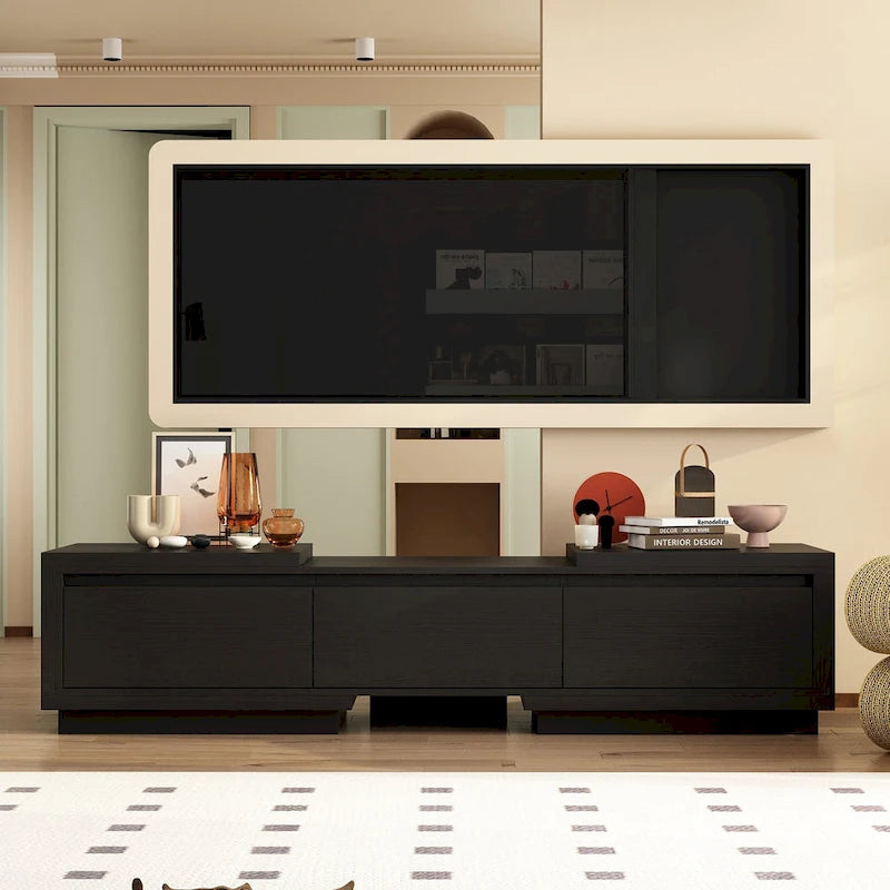 Meuble TV extensible rétractable pour centre de divertissement en tissu stretch