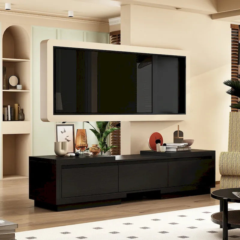 Meuble TV extensible rétractable pour centre de divertissement en tissu stretch