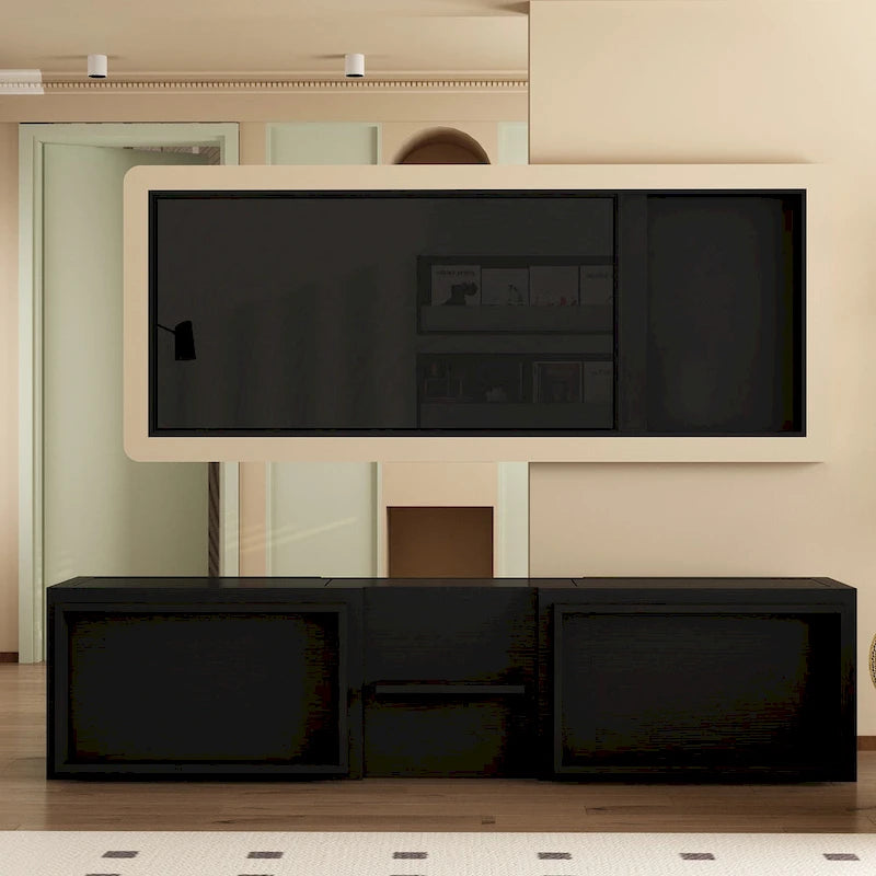 Meuble TV extensible rétractable pour centre de divertissement en tissu stretch