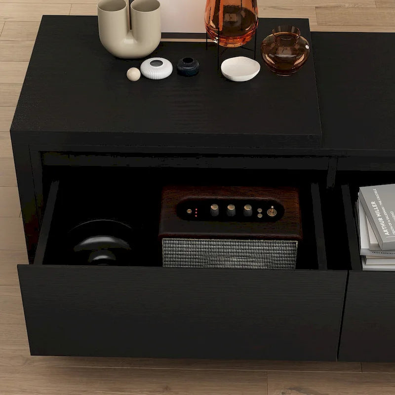 Meuble TV extensible rétractable pour centre de divertissement en tissu stretch
