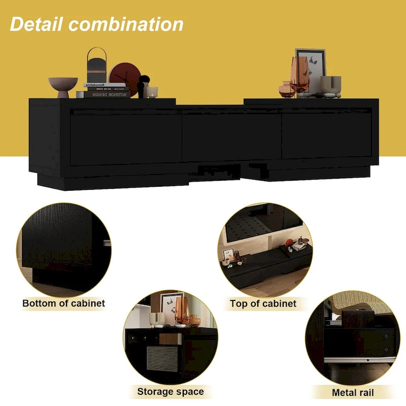 Meuble TV extensible rétractable pour centre de divertissement en tissu stretch
