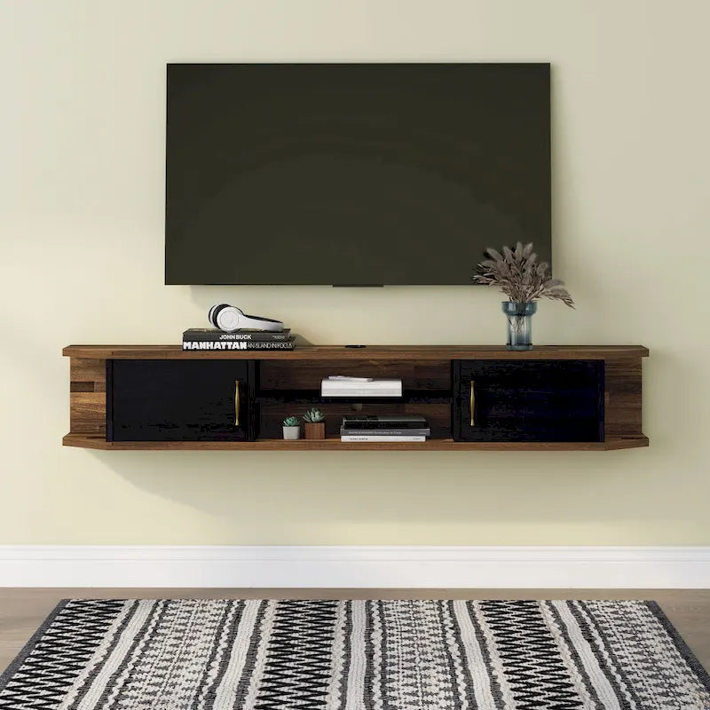 Meuble TV flottant Denhour DH BASIC Mid-Century Modern à 4 étagères de 71 pouces