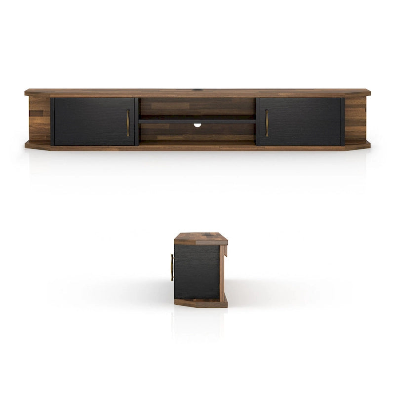 Meuble TV flottant Denhour DH BASIC Mid-Century Modern à 4 étagères de 71 pouces