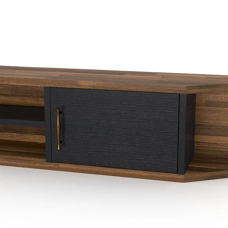 Meuble TV flottant Denhour DH BASIC Mid-Century Modern à 4 étagères de 71 pouces