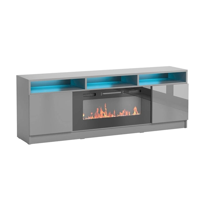 Meuble TV moderne Reno 05 avec cheminée électrique 63 po