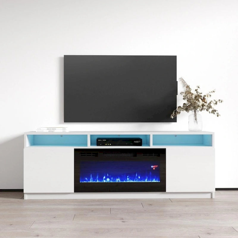 Meuble TV moderne Reno 05 avec cheminée électrique 63 po