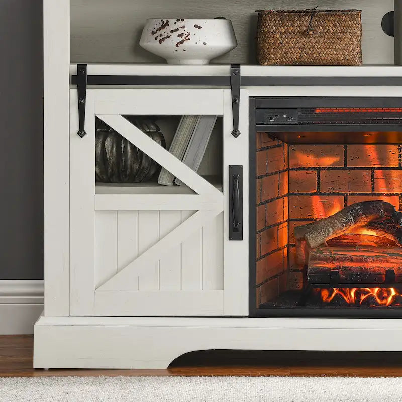 60 in. Electric Fireplace TV Stand Entertainment Center w/Door Sensor