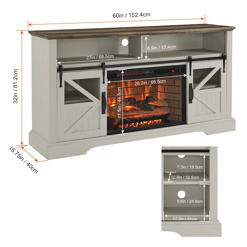 60 in. Electric Fireplace TV Stand Entertainment Center w/Door Sensor