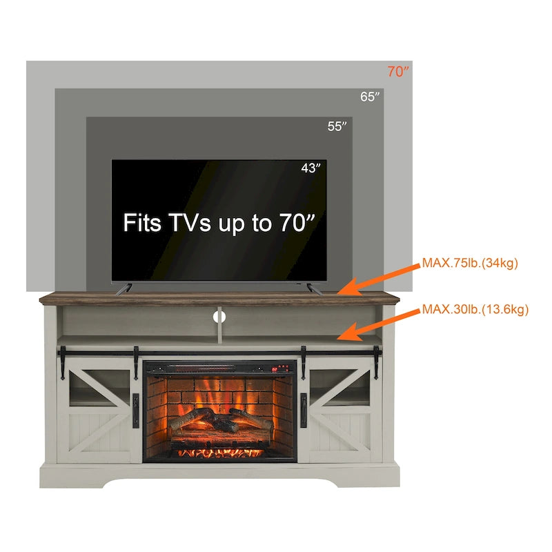 60 in. Electric Fireplace TV Stand Entertainment Center w/Door Sensor