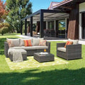 OVIOS Salon de jardin en osier 6 pièces avec coussins