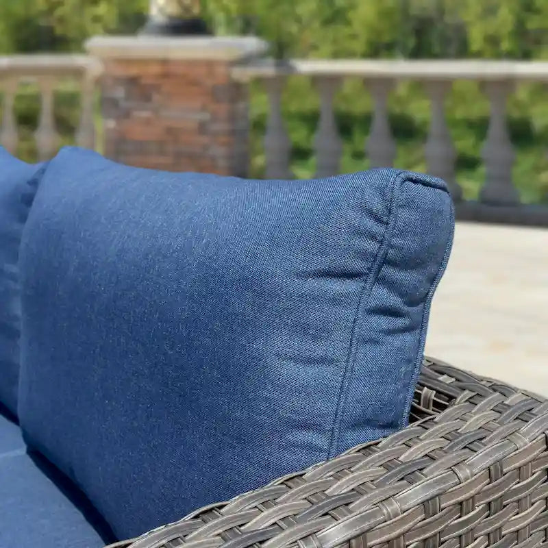 OVIOS Salon de jardin en osier 6 pièces avec coussins