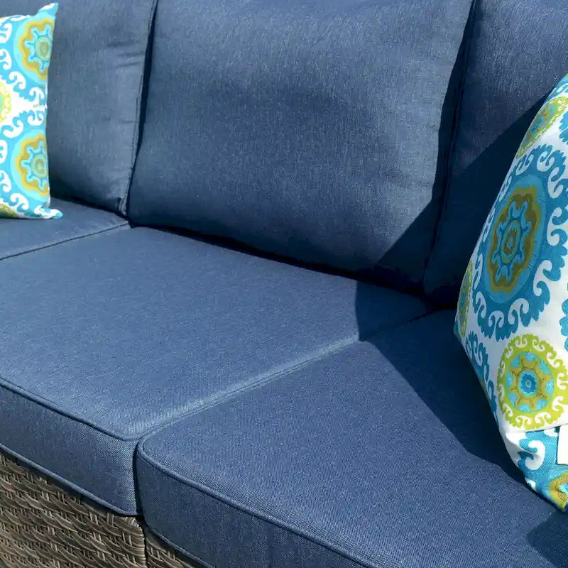 OVIOS Salon de jardin en osier 6 pièces avec coussins