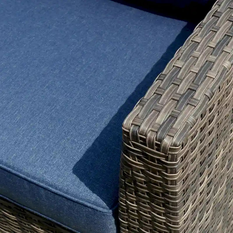 OVIOS Salon de jardin en osier 6 pièces avec coussins