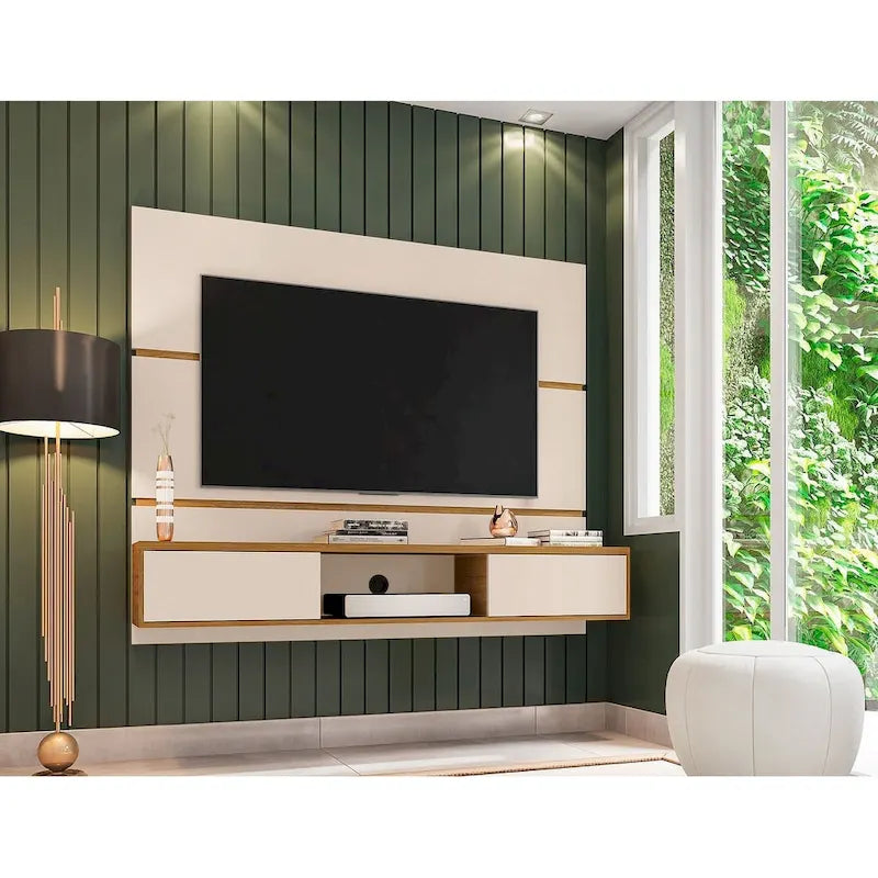 Meuble de divertissement flottant de salon Vernon Mid-Century Modern en bois de 160 cm