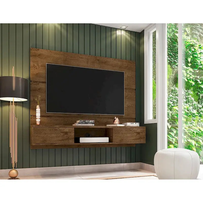 Meuble de divertissement flottant de salon Vernon Mid-Century Modern en bois de 160 cm