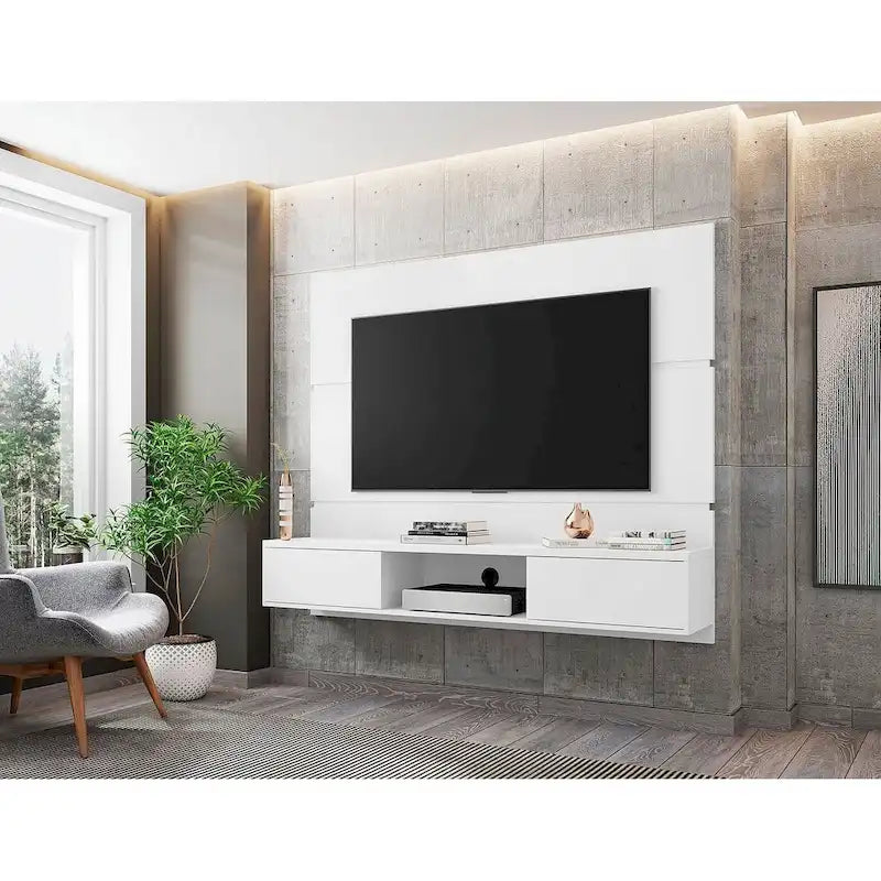 Meuble de divertissement flottant de salon Vernon Mid-Century Modern en bois de 160 cm
