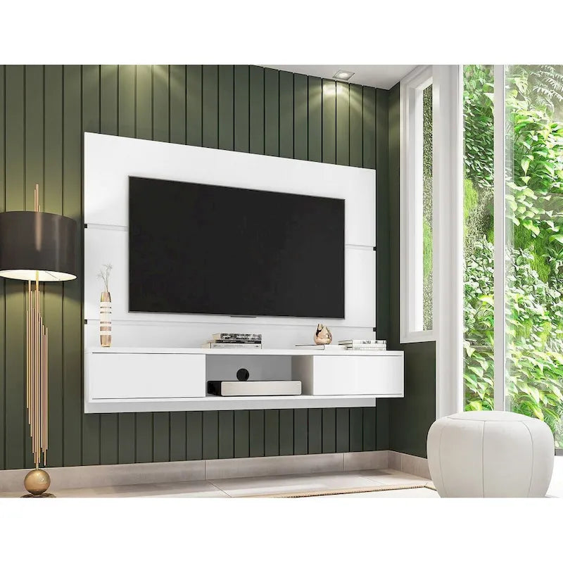 Meuble de divertissement flottant de salon Vernon Mid-Century Modern en bois de 160 cm