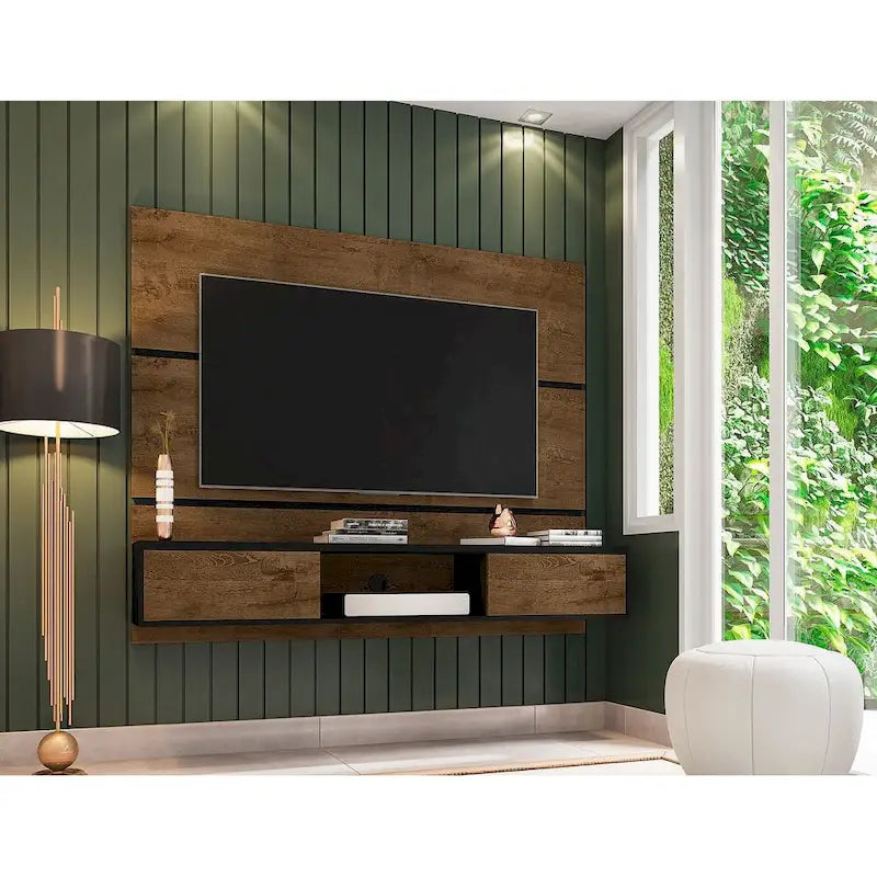 Meuble de divertissement flottant de salon Vernon Mid-Century Modern en bois de 160 cm