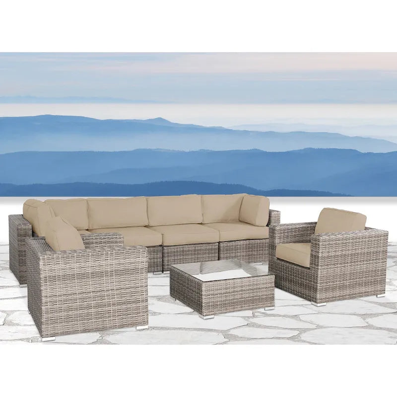 Wicker/Rattan 6 - Person Seating Group with Cushions