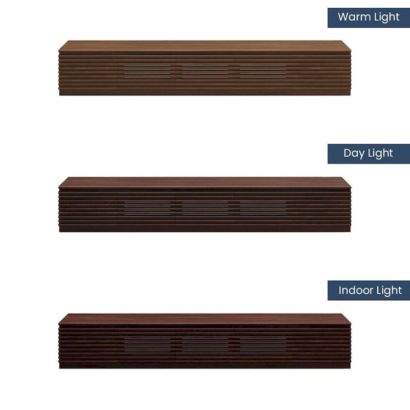Meuble TV minimaliste avec tiroirsConsole multimédia en bois massif avec placards, porte abattante, placage noyer, entièrement assemblé