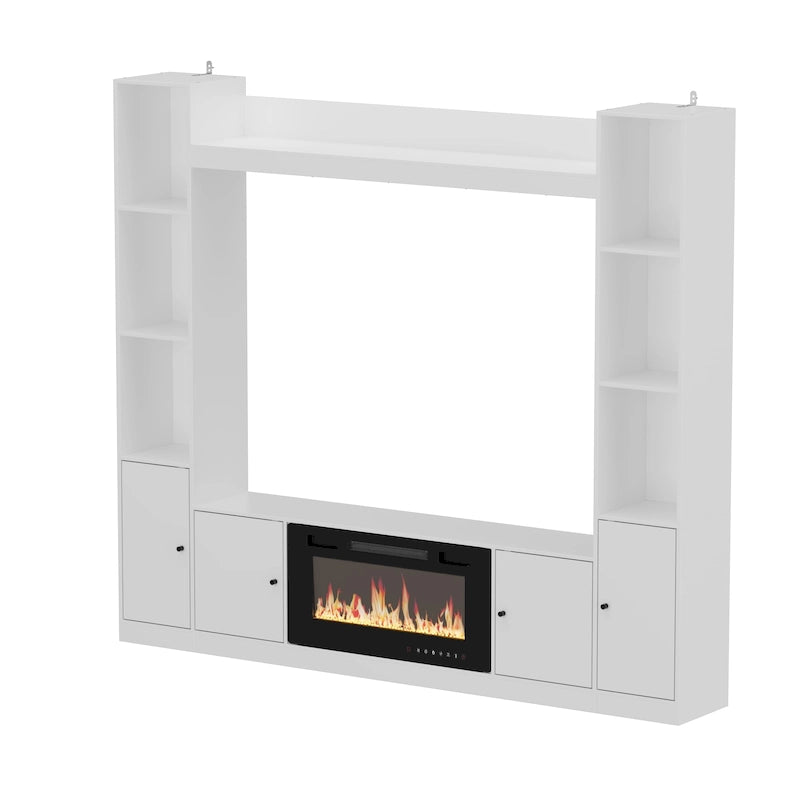 Meuble TV avec cheminée encastrable – Meuble multimédia élégant