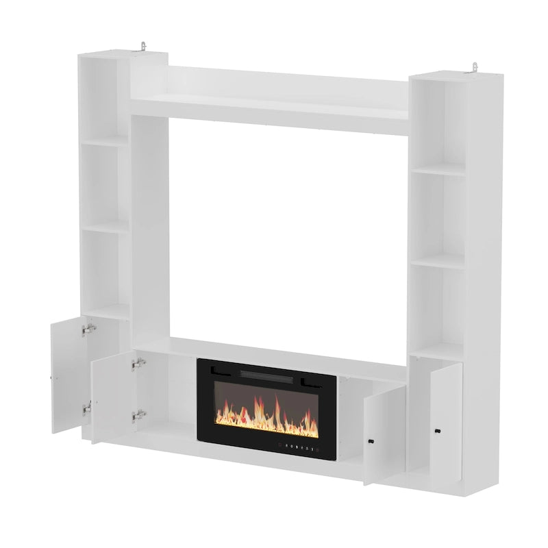 Meuble TV avec cheminée encastrable – Meuble multimédia élégant
