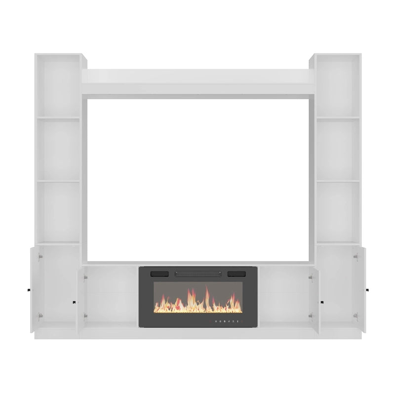 Meuble TV avec cheminée encastrable – Meuble multimédia élégant