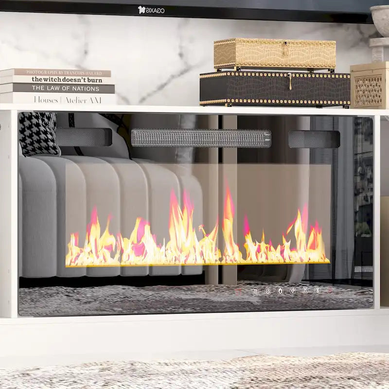 Meuble TV avec cheminée encastrable – Meuble multimédia élégant
