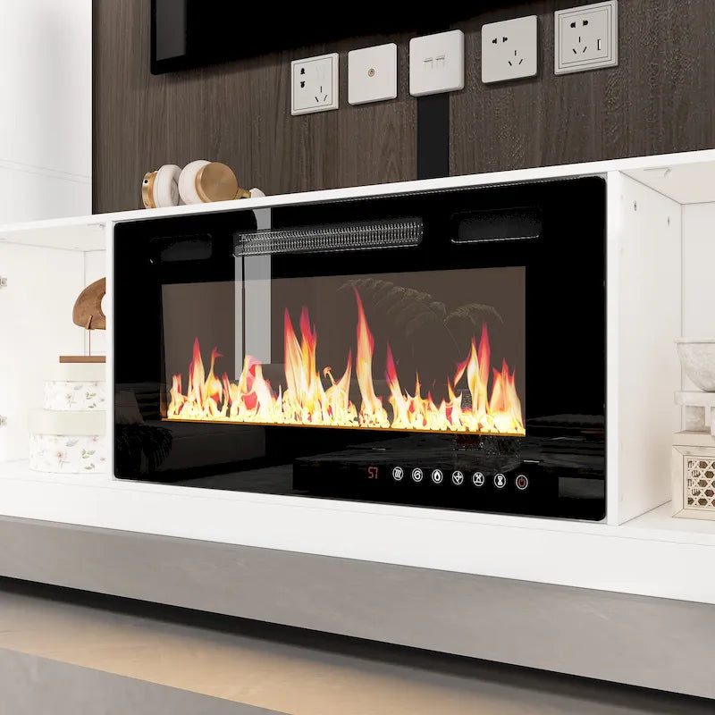 Meuble TV avec cheminée encastrable – Meuble multimédia élégant