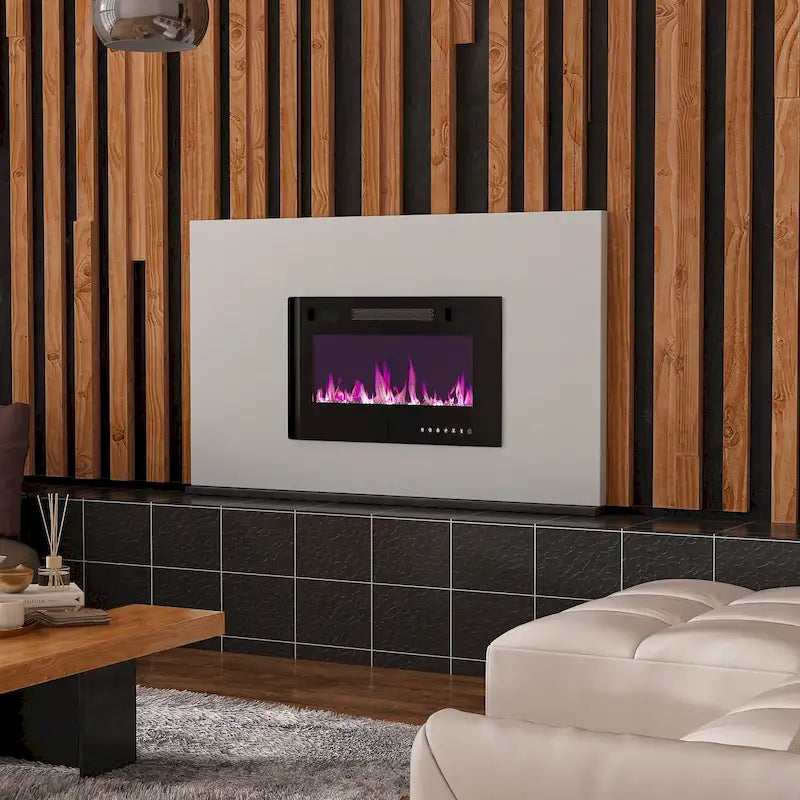 Meuble TV avec cheminée encastrable – Meuble multimédia élégant