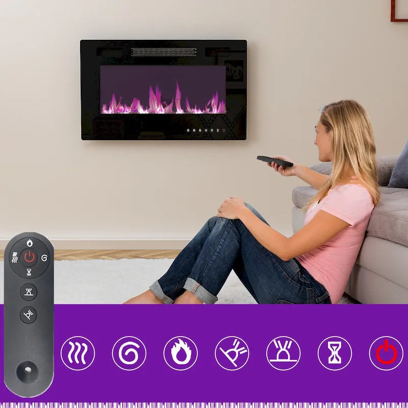 Meuble TV avec cheminée encastrable – Meuble multimédia élégant