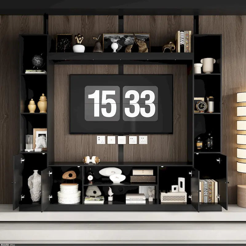 Meuble TV avec cheminée encastrable – Meuble multimédia élégant