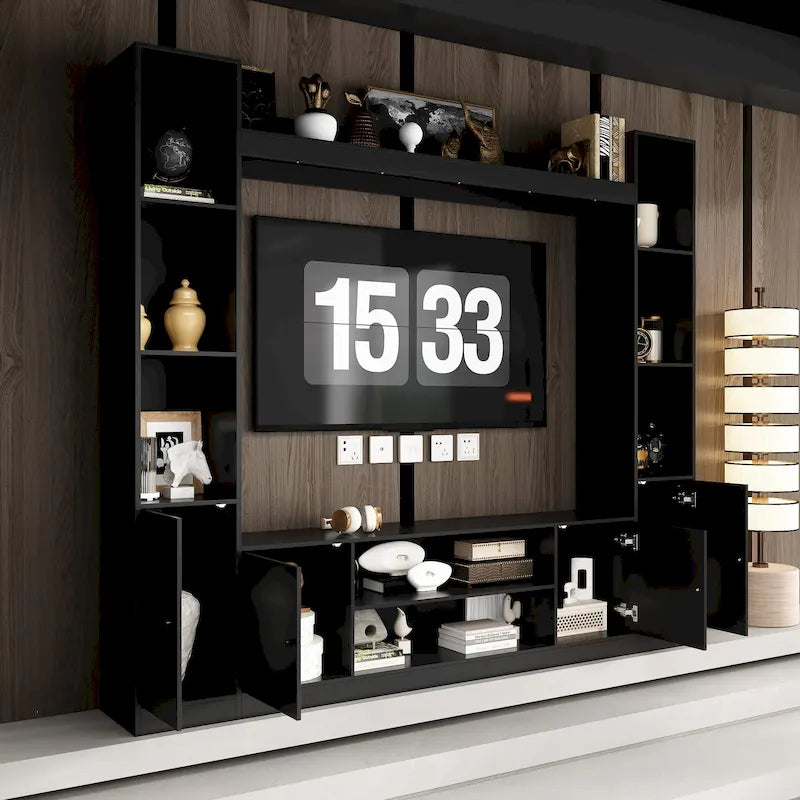 Meuble TV avec cheminée encastrable – Meuble multimédia élégant