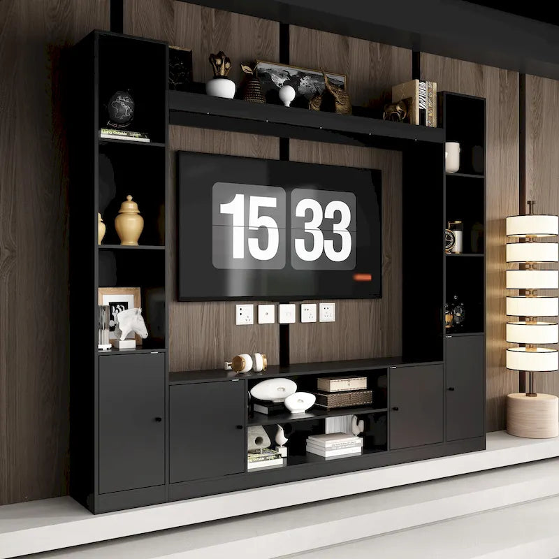 Meuble TV avec cheminée encastrable – Meuble multimédia élégant
