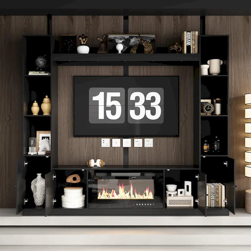 Meuble TV avec cheminée encastrable – Meuble multimédia élégant
