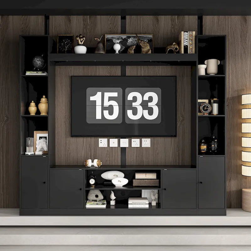 Meuble TV avec cheminée encastrable – Meuble multimédia élégant