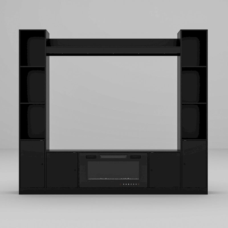 Meuble TV avec cheminée encastrable – Meuble multimédia élégant