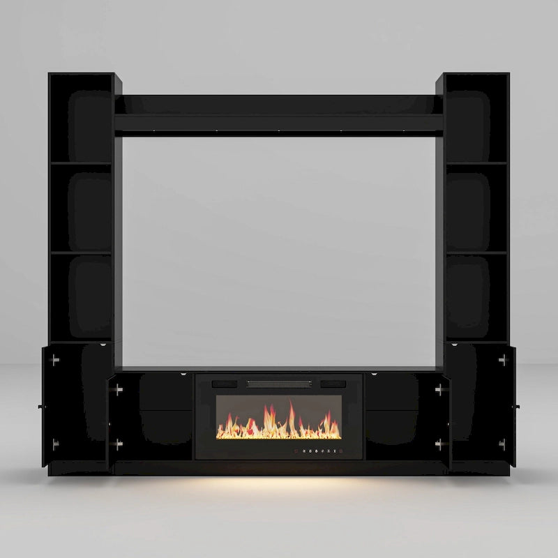 Meuble TV avec cheminée encastrable – Meuble multimédia élégant
