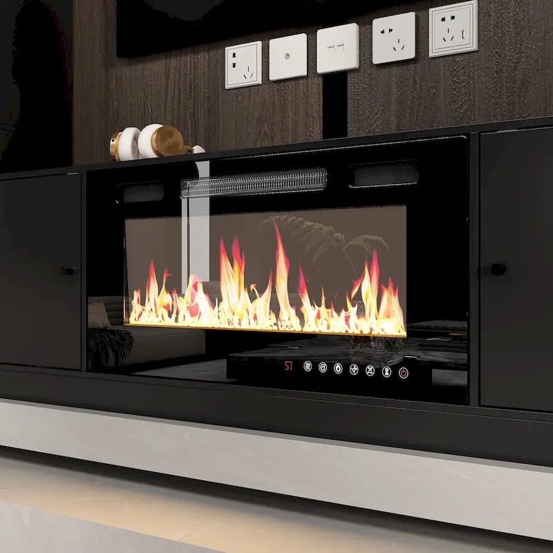 Meuble TV avec cheminée encastrable – Meuble multimédia élégant