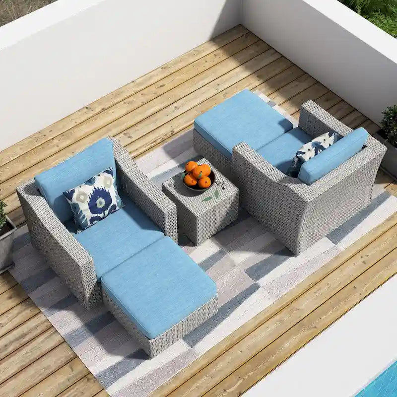 Corvus Martinka Outdoor 5-piece Grey Wicker Furniture Set
