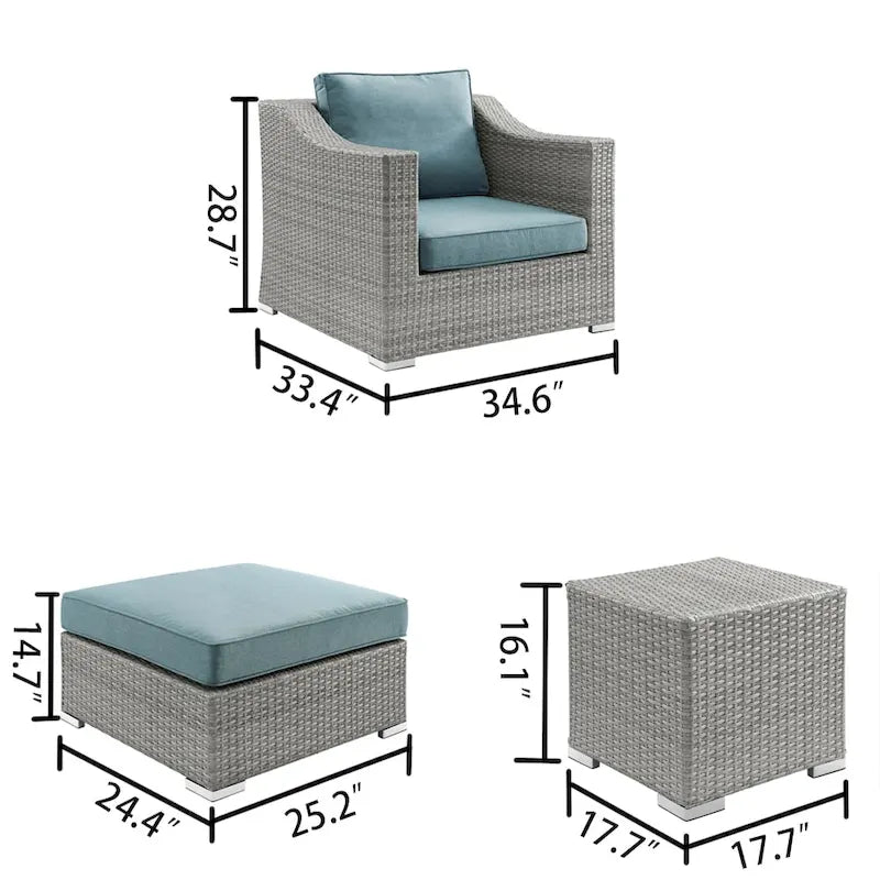 Corvus Martinka Outdoor 5-piece Grey Wicker Furniture Set