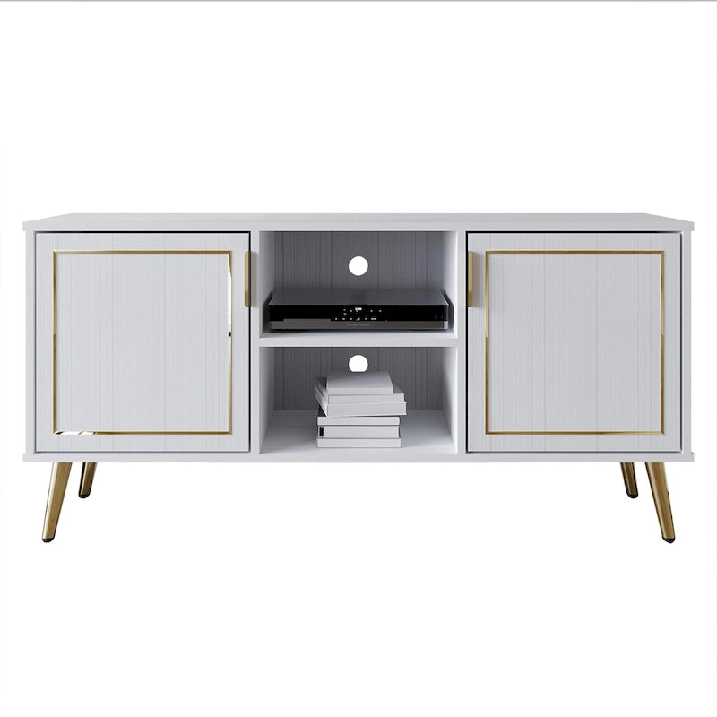 Meuble TV console CraftPorch élégant, moderne, pieds en métal doré