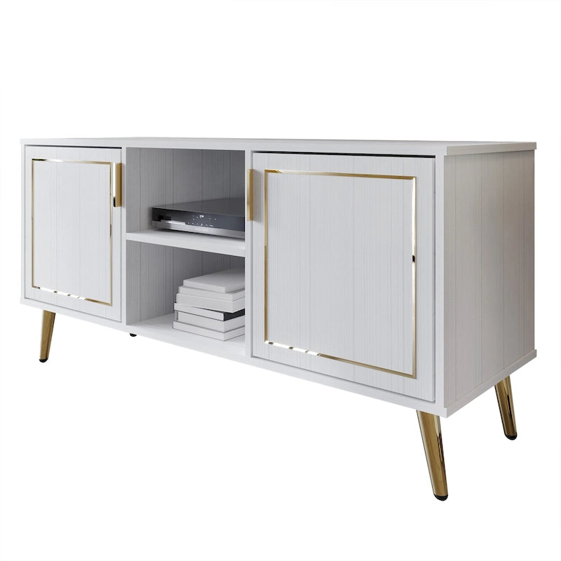 Meuble TV console CraftPorch élégant, moderne, pieds en métal doré