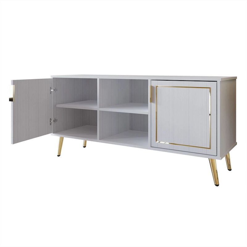 Meuble TV console CraftPorch élégant, moderne, pieds en métal doré