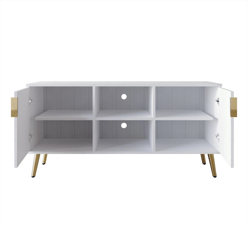 Meuble TV console CraftPorch élégant, moderne, pieds en métal doré