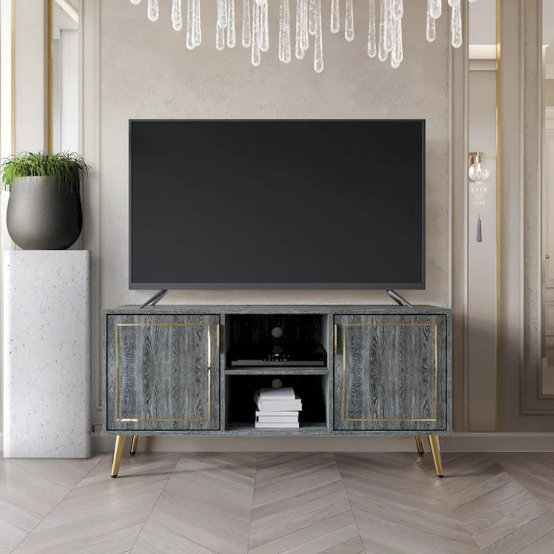 Meuble TV console CraftPorch élégant, moderne, pieds en métal doré