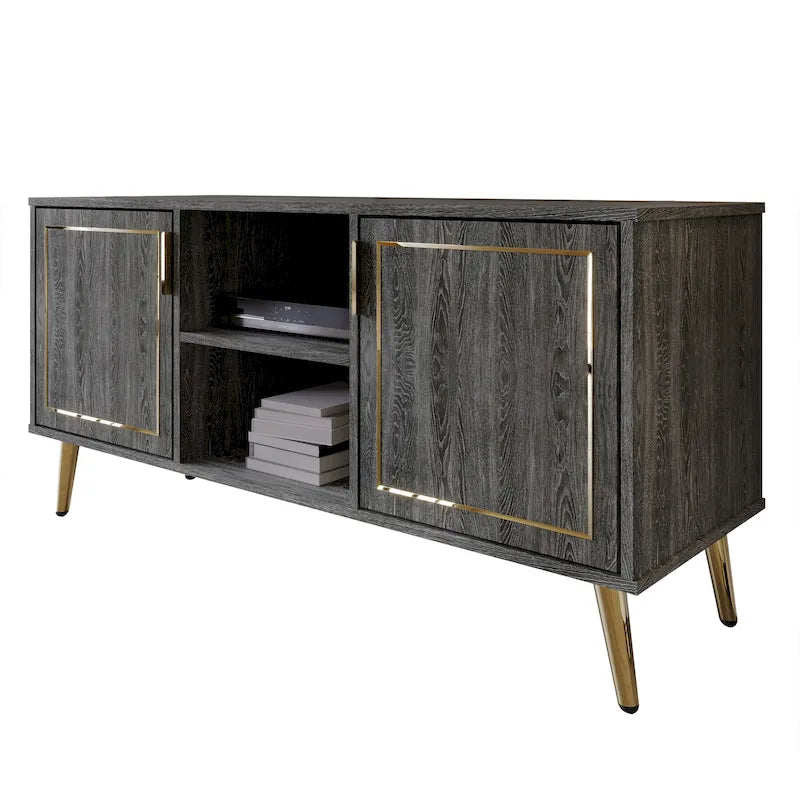 Meuble TV console CraftPorch élégant, moderne, pieds en métal doré