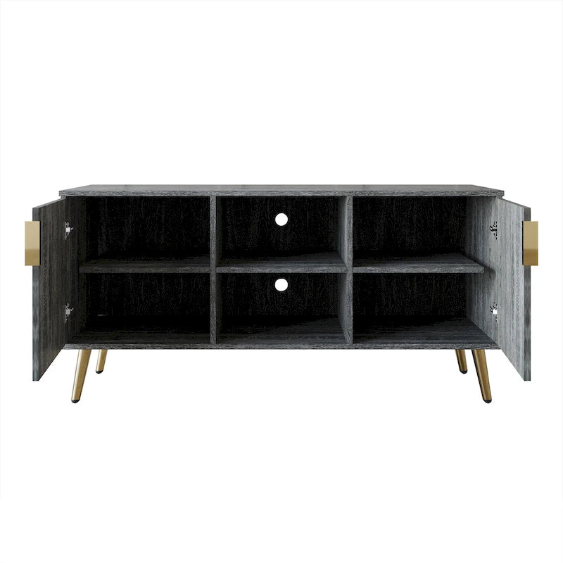 Meuble TV console CraftPorch élégant, moderne, pieds en métal doré
