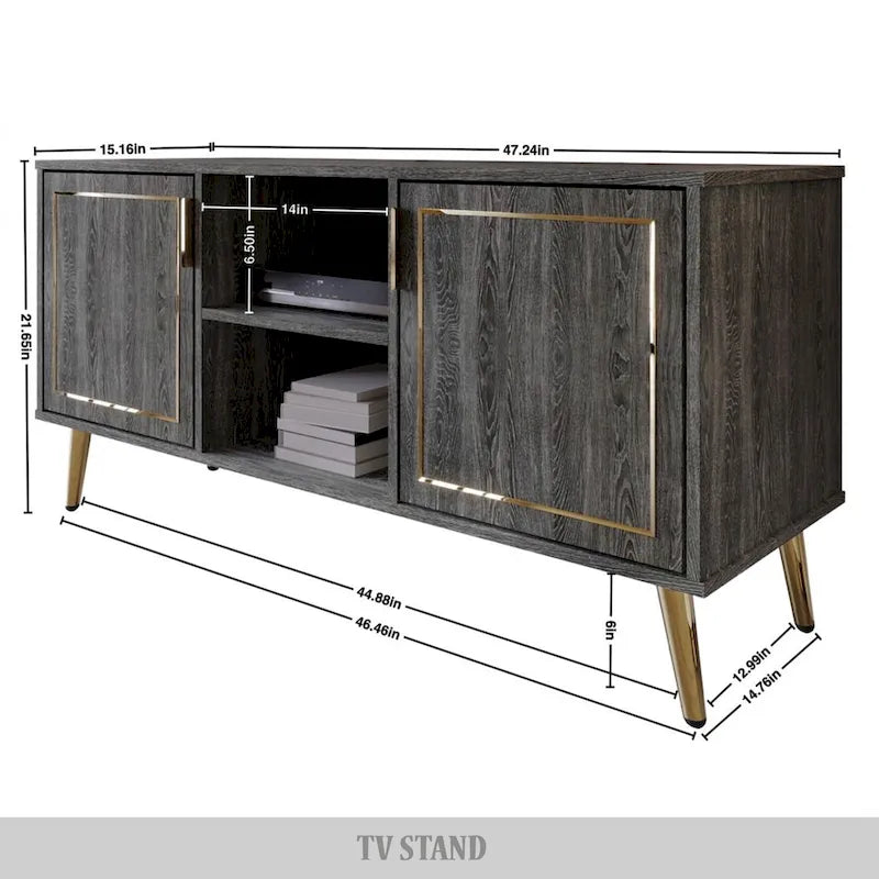 Meuble TV console CraftPorch élégant, moderne, pieds en métal doré